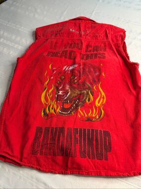 Biker Design Men’s Red Vest Vintage Size Large